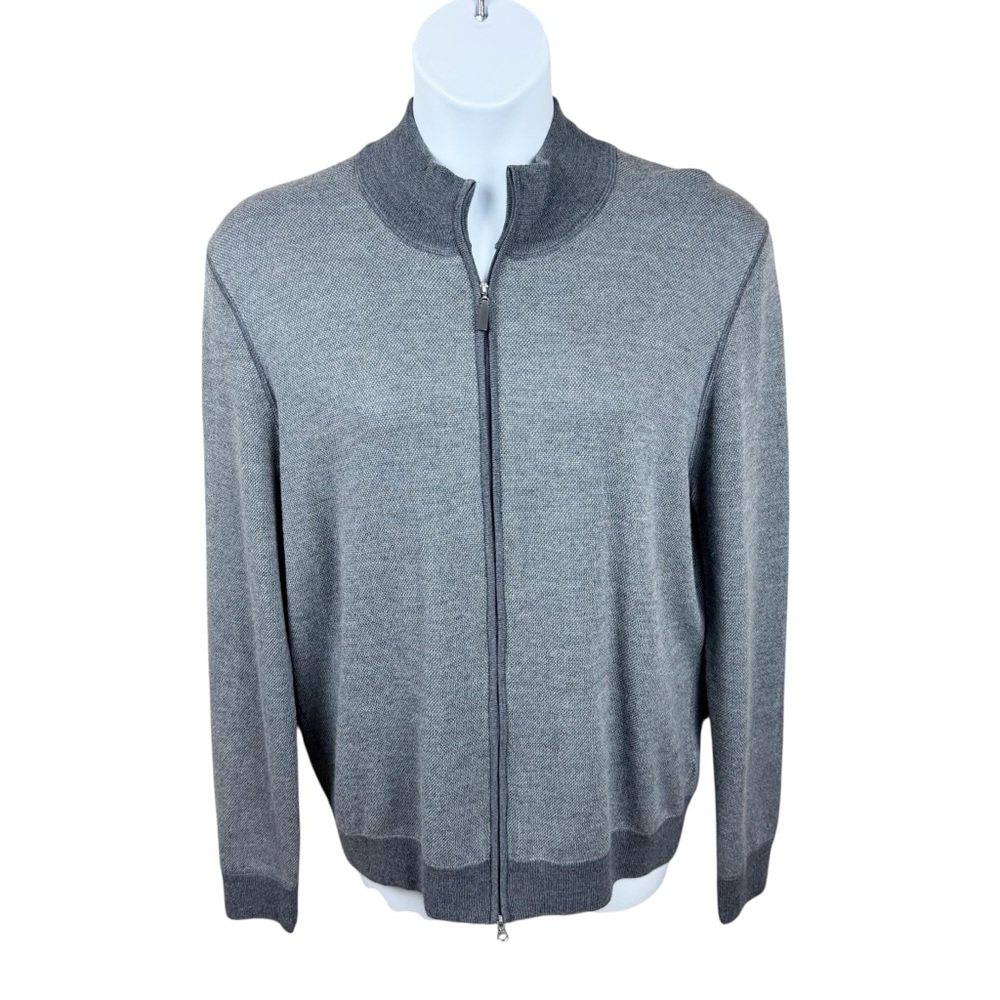 Gran Sasso Men’s Zip Virgin Wool Sweater Jacket Mock Neck Italian Knitwear